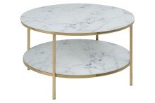Couchtisch >Alisma< in weiss, gold, Glas, Stahl - 45x80cm (HxD)