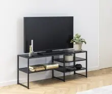 TV-Regal >Seaford< in schwarz, MDF, Stahl -...