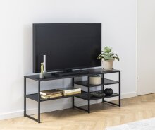 TV-Regal >Seaford< in schwarz, MDF, Stahl -...