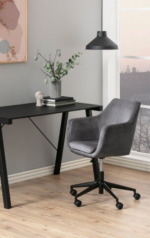 Schreibtischstuhl >Nora< in Grau, Polyester, Stahl - 58x91x58cm (BxHxT)
