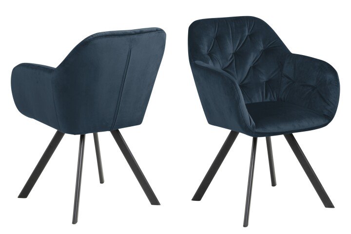 Armlehnstuhl >Lola< in marineblau, Polyester, Stahl - 57,5x81,5x61,5cm (BxHxT)