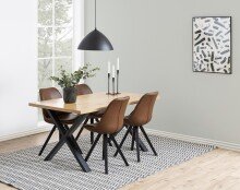 Esstisch >Wales< in Wildeiche, MDF, Stahl - 160x75x90cm (BxHxT)