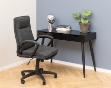 Schreibtisch >Neptun< in schwarz, MDF, Stahl - 110x77,1x50cm (BxHxT)
