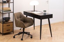 Schreibtisch >Neptun< in schwarz, MDF, Stahl - 110x77,1x50cm (BxHxT)