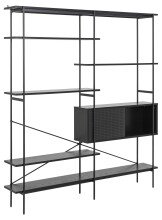 Standregal >Angus< in schwarz, MDF, Stahl - 172x188x27cm (BxHxT)