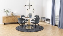 Esstisch >Corby< in weiss, Marmor, Stahl - 75x105cm (HxD)