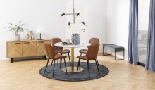 Esstisch >Corby< in weiss, Marmor, Stahl - 75x105cm (HxD)