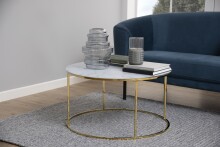 Couchtisch >Bolton -A1< in weiss, gold, Glas, Stahl...