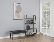 Polsterbank >Glory< in Grau, Polyester, Stahl - 95x45x38cm (BxHxT)