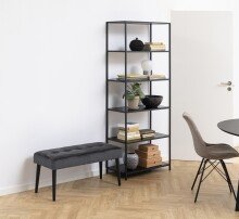 Polsterbank >Glory< in Grau, Polyester, Stahl - 95x45x38cm (BxHxT)