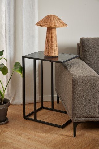 Beistelltisch >Seaford< in schwarz, MDF, Stahl - 43x63x35cm (BxHxT)