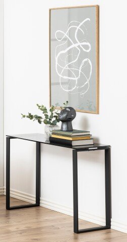 Konsolentisch >Katrine< in Grau, Glas, Stahl - 110x76x40cm (BxHxT)