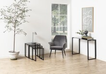 Konsolentisch >Katrine< in Grau, Glas, Stahl - 110x76x40cm (BxHxT)