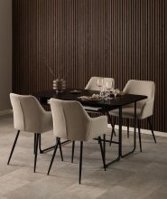 Esszimmerstuhl >Lizzy< in Beige, Stoff - 59x85x59cm (BxHxT)