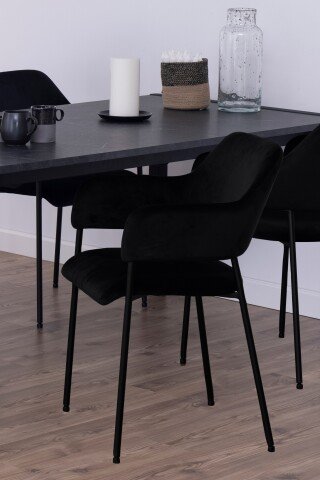 Armlehnstuhl >Lima< in schwarz, Stoff - 54x82x55cm (BxHxT)