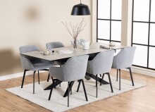 Esstisch >Irwine< in Grau, Glas, keramisch - 210x76x90cm (BxHxT)