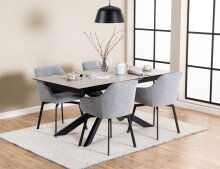 Esstisch >Irwine< in Grau, Glas, keramisch - 210x76x90cm (BxHxT)