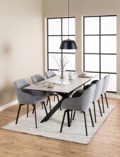 Esstisch >Irwine< in Grau, Glas, keramisch - 210x76x90cm (BxHxT)