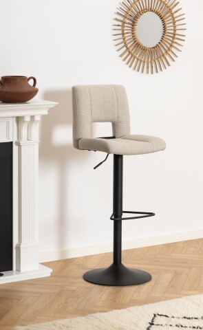 Drehstuhl >Sylvia< in Beige, Stoff - 41,5x115x52cm (BxHxT)