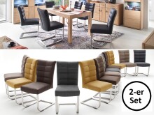 Schwingstühle >Muri< (2er Set), Moderner Esszimmerstuhl, 130 kg belastbar, Edelstahl gebürstet, Sitzbezug Anthrazit PU Argentina, B46xH96xT64 cm, inkl. Montageanleitung