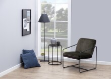 Beistelltisch >Seaford< in schwarz, MDF, Stahl - 40x55x40cm (BxHxT)