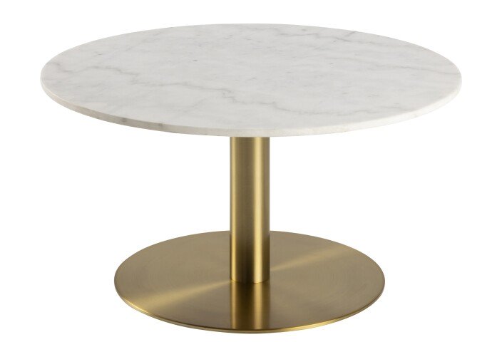 Couchtisch >Corby< in weiss, Messing, Marmor, Stahl - 45x80cm (HxD)
