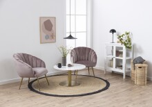 Couchtisch >Corby< in weiss, Messing, Marmor, Stahl - 45x80cm (HxD)