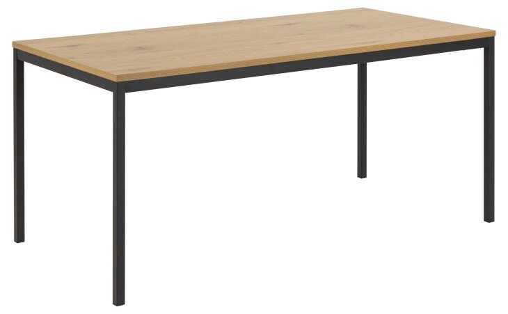 Esstisch >Seaford< in Wildeiche, schwarz, MDF, Stahl - 160x74x80cm (BxHxT)