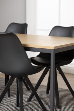 Esstisch >Seaford< in Wildeiche, schwarz, MDF, Stahl - 160x74x80cm (BxHxT)