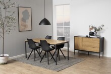 Esstisch >Seaford< in Wildeiche, schwarz, MDF, Stahl - 160x74x80cm (BxHxT)