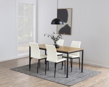 Esstisch >Seaford< in Wildeiche, schwarz, MDF, Stahl - 160x74x80cm (BxHxT)