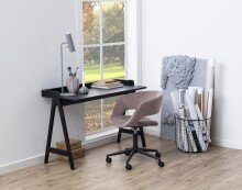 Schreibtisch >Miso< in schwarz, MDF, Rubberwood - 126,6x80x51,6cm (BxHxT)
