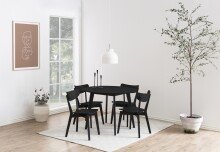 Esstisch >Roxby< in schwarz, MDF, Rubberwood - 105x76x105cm (BxHxT)