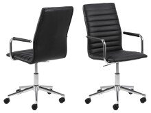 Schreibtischstuhl >Winslow< in schwarz, Leder, Stahl - 51x103x58cm (BxHxT)
