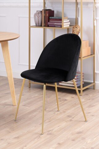 Esszimmerstuhl >Louise< (4er-Set) in schwarz, Messing - 49,5x80,5x54 (BxHxT)