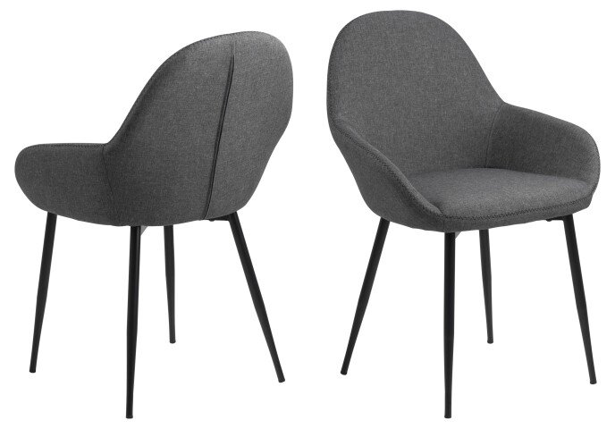Schalenstuhl >Candis< (2er-Set) in Grau, Polyester, Stahl - 60x85x57,5cm (BxHxT)