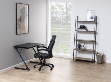Leiterregal >Seaford< in Wildeiche, schwarz, MDF, Stahl - 77x174,5x36cm (BxHxT)
