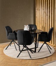 Esstisch >Amble< in schwarz, MDF, Stahl - 75x110cm (HxD)