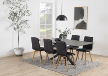 Glastisch >Heaven< in schwarz, Glas-Keramik, Stahl - 200x75,5x100cm (BxHxT)
