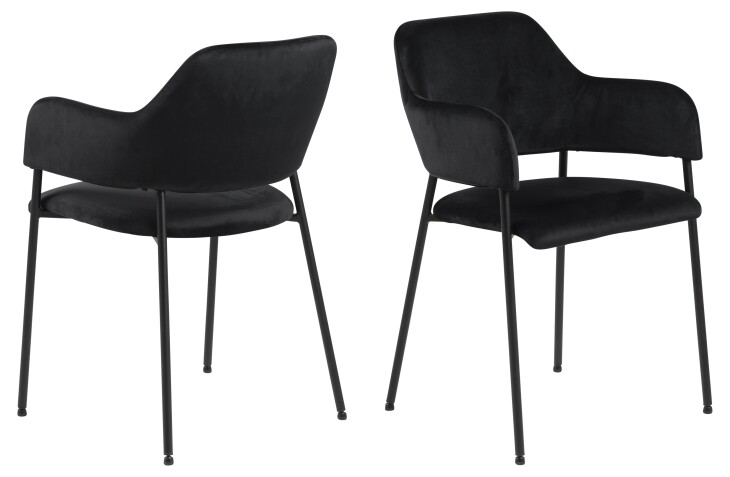 Armlehnstuhl >Lima< (2er-Set) in schwarz, Polyester, Stahl - 54x82x55cm (BxHxT)