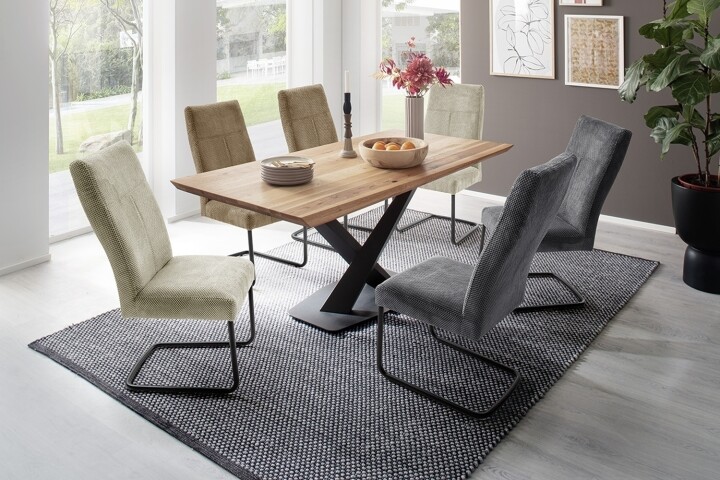 Baumkantentisch >GRAVINA< in naturfarben/ schwarz - 180x74x90 (BxHxT)