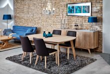 Kulissen-Esstisch >Marte< in Eiche weiss pigmentiert, MDF - 180x76x102cm (BxHxT)