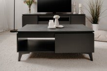 Wohnzimmer-Set >Bertrix< in Schiefer dunkel / anthrazit - 177x51,5x40cm (BxHxT)