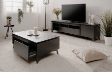 Wohnzimmer-Set >Bertrix< in Schiefer dunkel / anthrazit - 177x51,5x40cm (BxHxT)