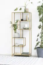 Standregal >Seaford< in schwarz, gold, MDF, Stahl -...