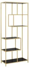 Standregal >Seaford< in schwarz, gold, MDF, Stahl -...