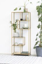 Standregal >Seaford< in schwarz, gold, MDF, Stahl -...