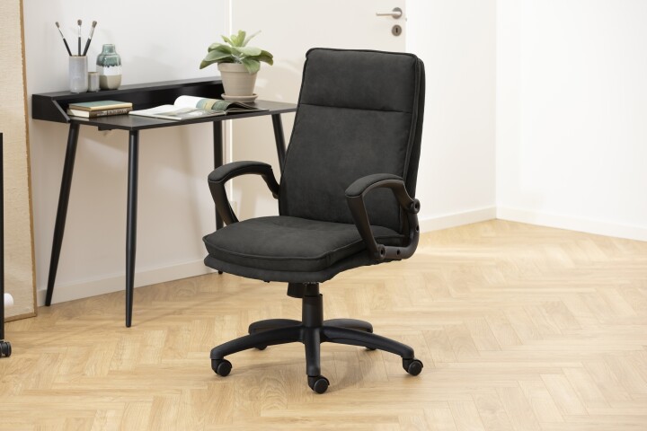 Schreibtischstuhl >Brad< in Grau, Polyester - 67x115x69,5cm (BxHxT)