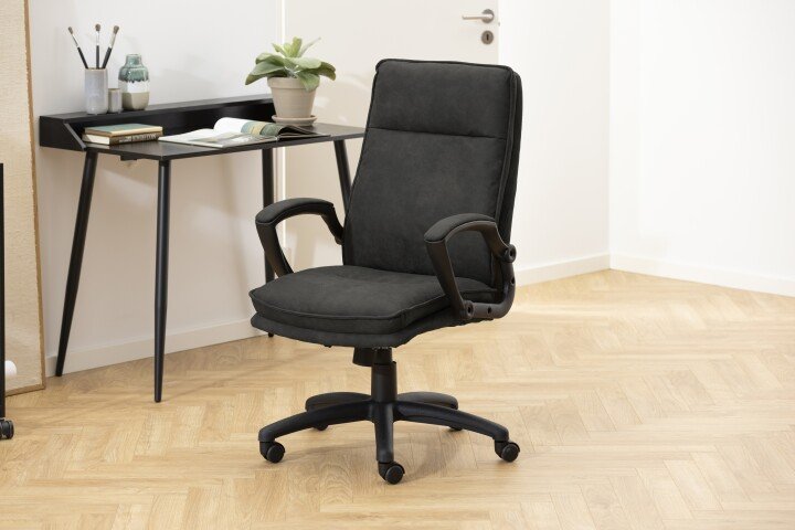 Schreibtischstuhl >Brad< in Grau, Polyester - 67x115x69,5cm (BxHxT)