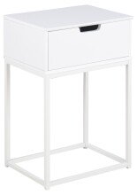 Nachttisch >Mitra< in weiss, MDF, Stahl - 40x61,5x30cm (BxHxT)